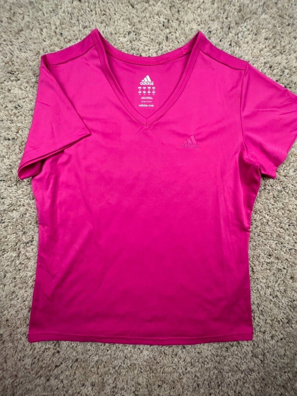 Adidas T-Shirt Womens Size Small Short Sleeve V Neck Active Pink Top Gym Workout